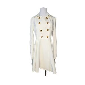 Windsor Military Double Breasted Long Coat‎ SMALL Full Circle Vanilla Girl NWT